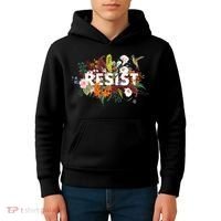 Resist Floral Anti Trump Political Protest Kids Hoodie thumb 4