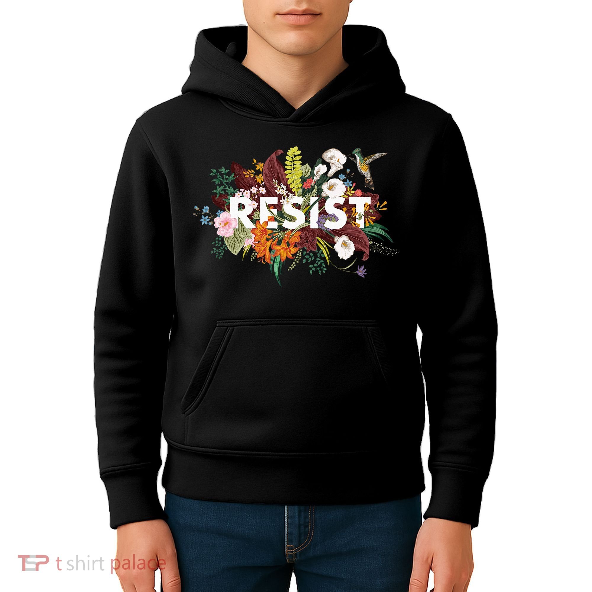 Resist Floral Anti Trump Political Protest Kids Hoodie