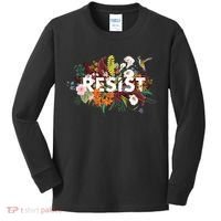 Resist Floral Anti Trump Political Protest Kids Long Sleeve Shirt thumb 0