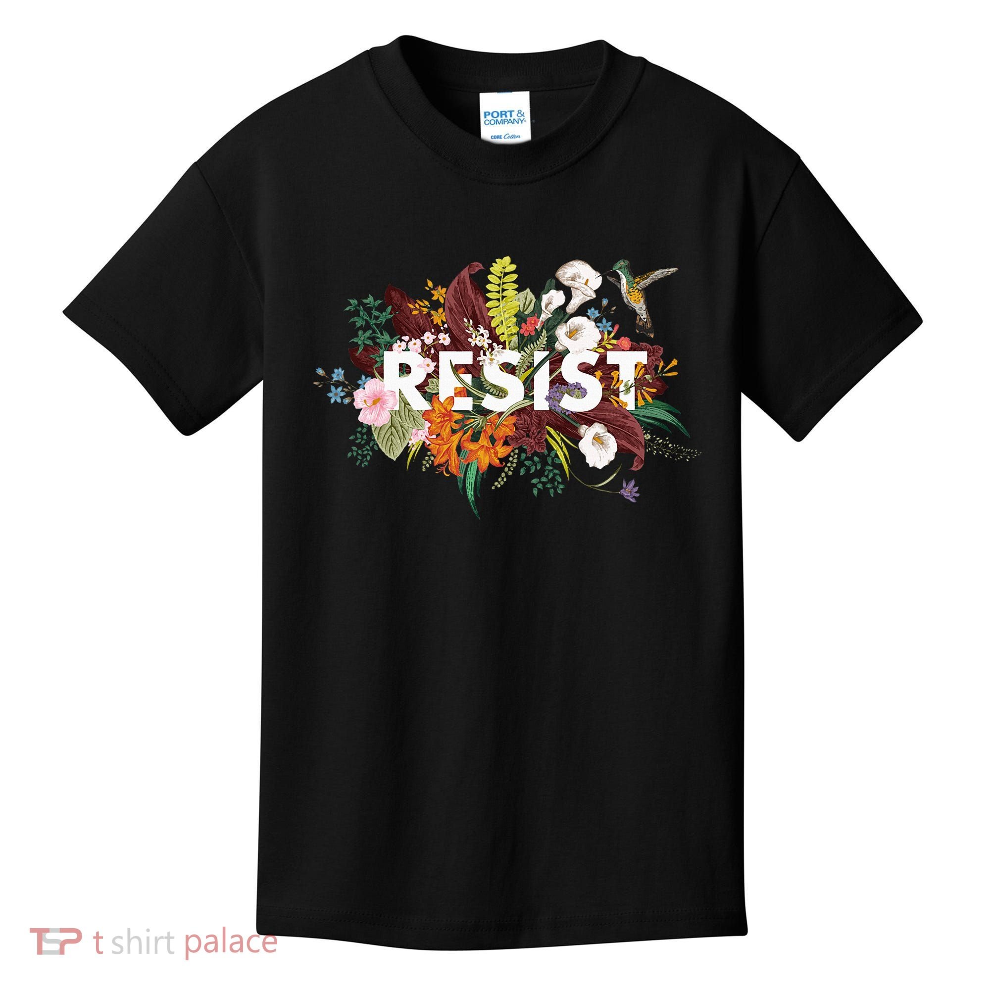Resist Floral Anti Trump Political Protest Kids T-Shirt