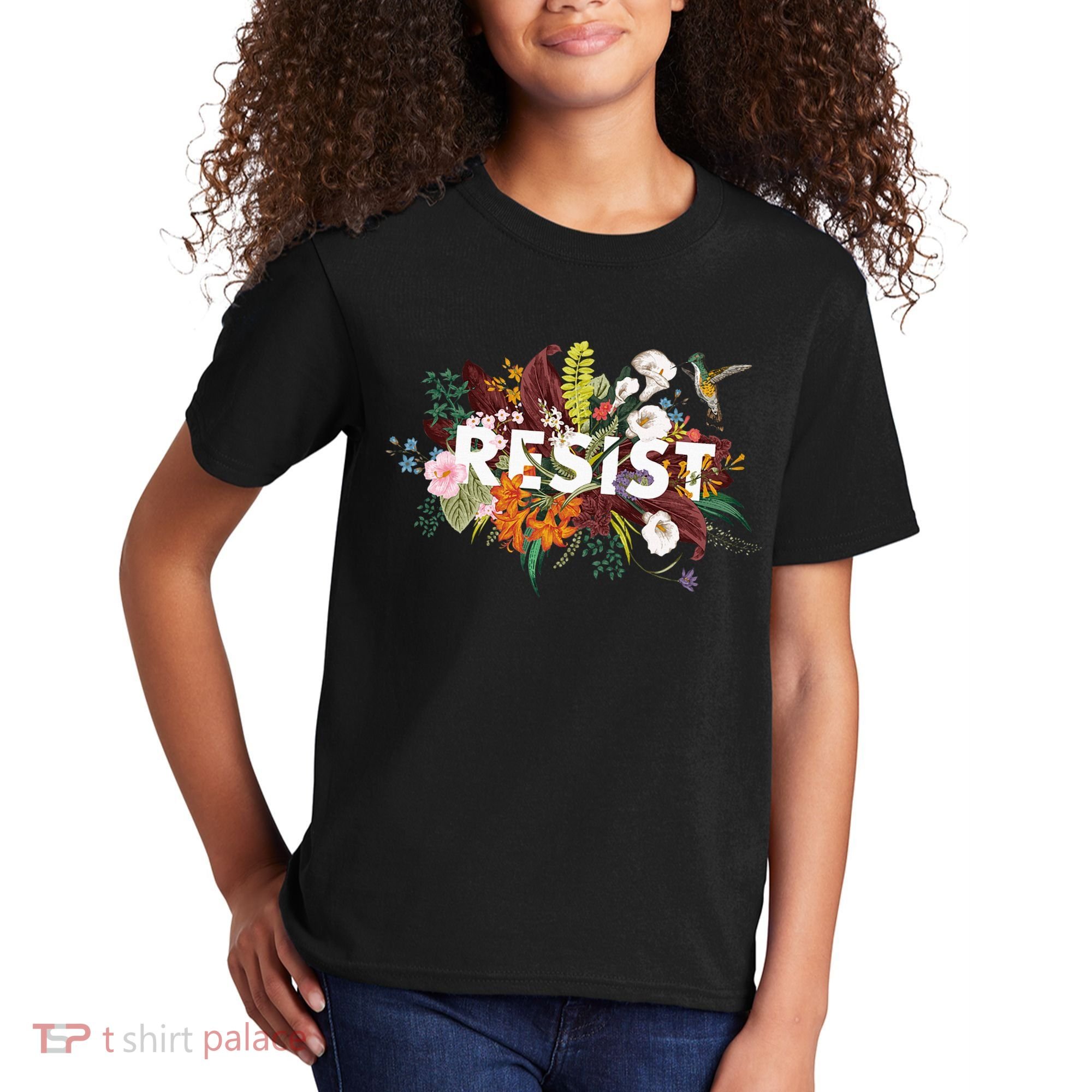 Resist Floral Anti Trump Political Protest Kids T-Shirt