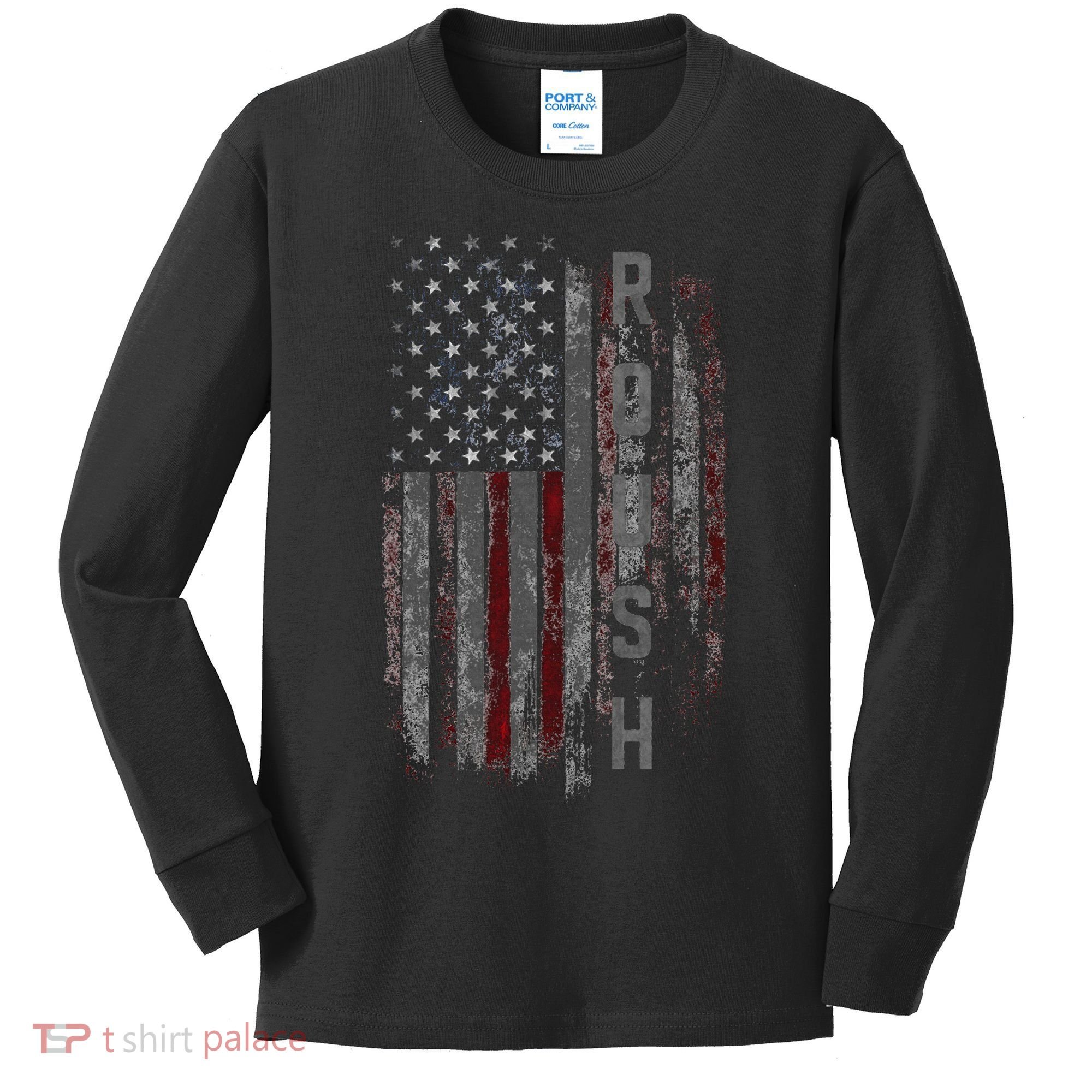 Roush Family American Flag Kids Long Sleeve Shirt