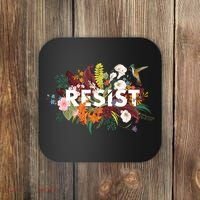 Resist Floral Anti Trump Political Protest Coaster thumb 0