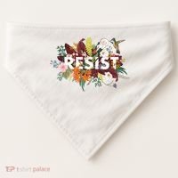 Resist Floral Anti Trump Political Protest USA-Made Doggie Bandana thumb 0