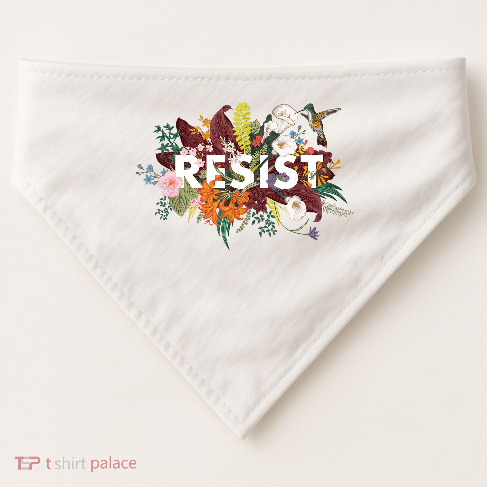 Resist Floral Anti Trump Political Protest USA-Made Doggie Bandana