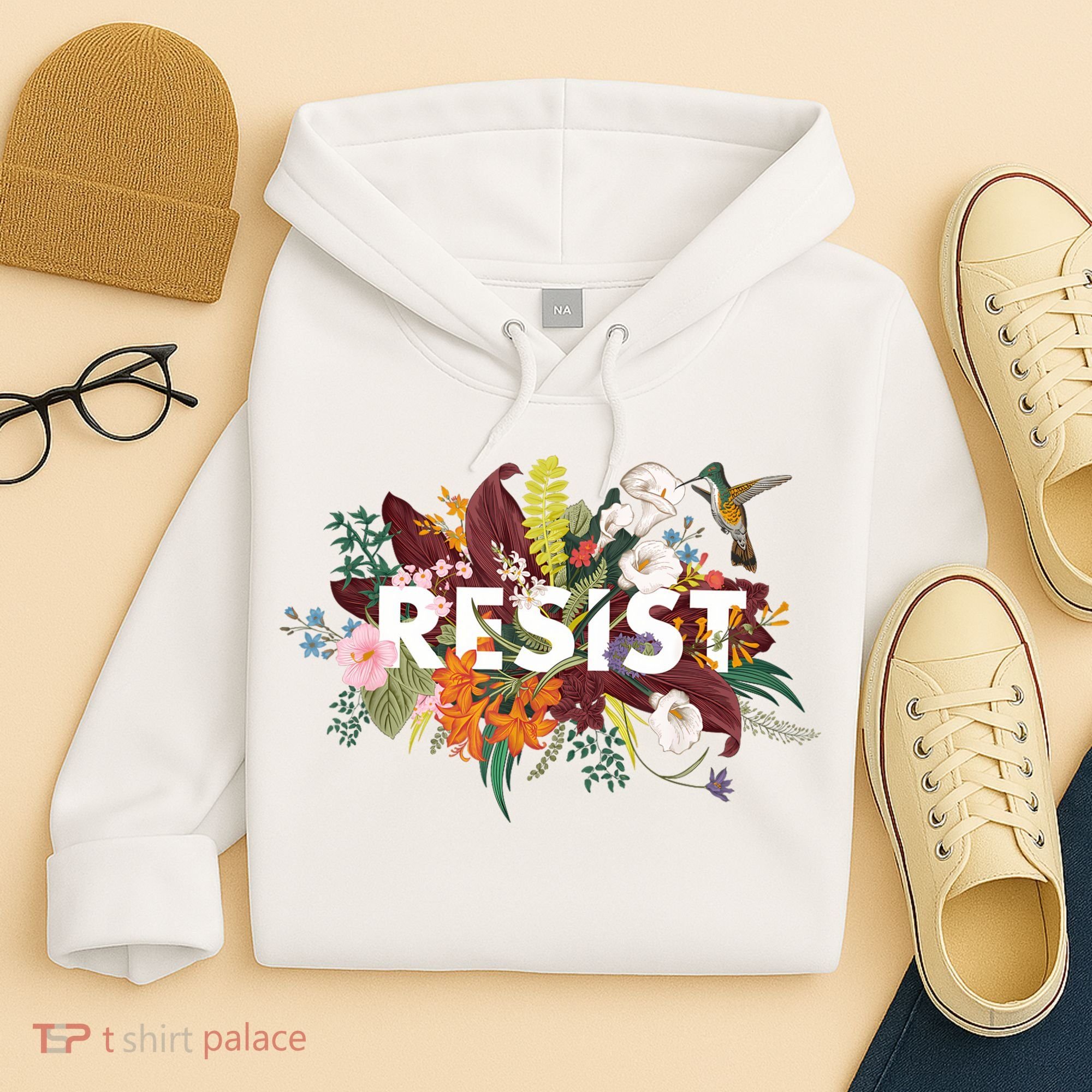 Resist Floral Anti Trump Political Protest Hoodie
