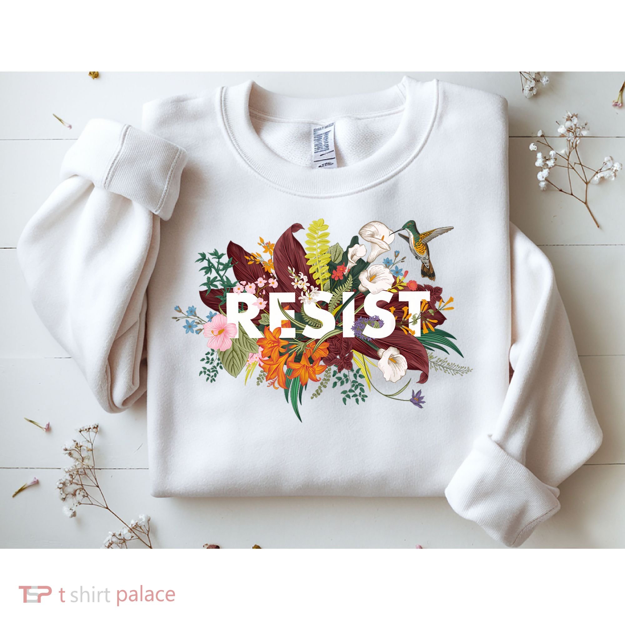 Resist Floral Anti Trump Political Protest Sweatshirt
