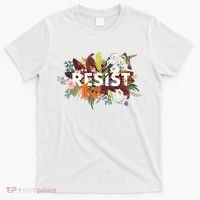 Resist Floral Anti Trump Political Protest T-Shirt thumb 0