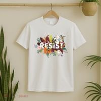 Resist Floral Anti Trump Political Protest T-Shirt thumb 2