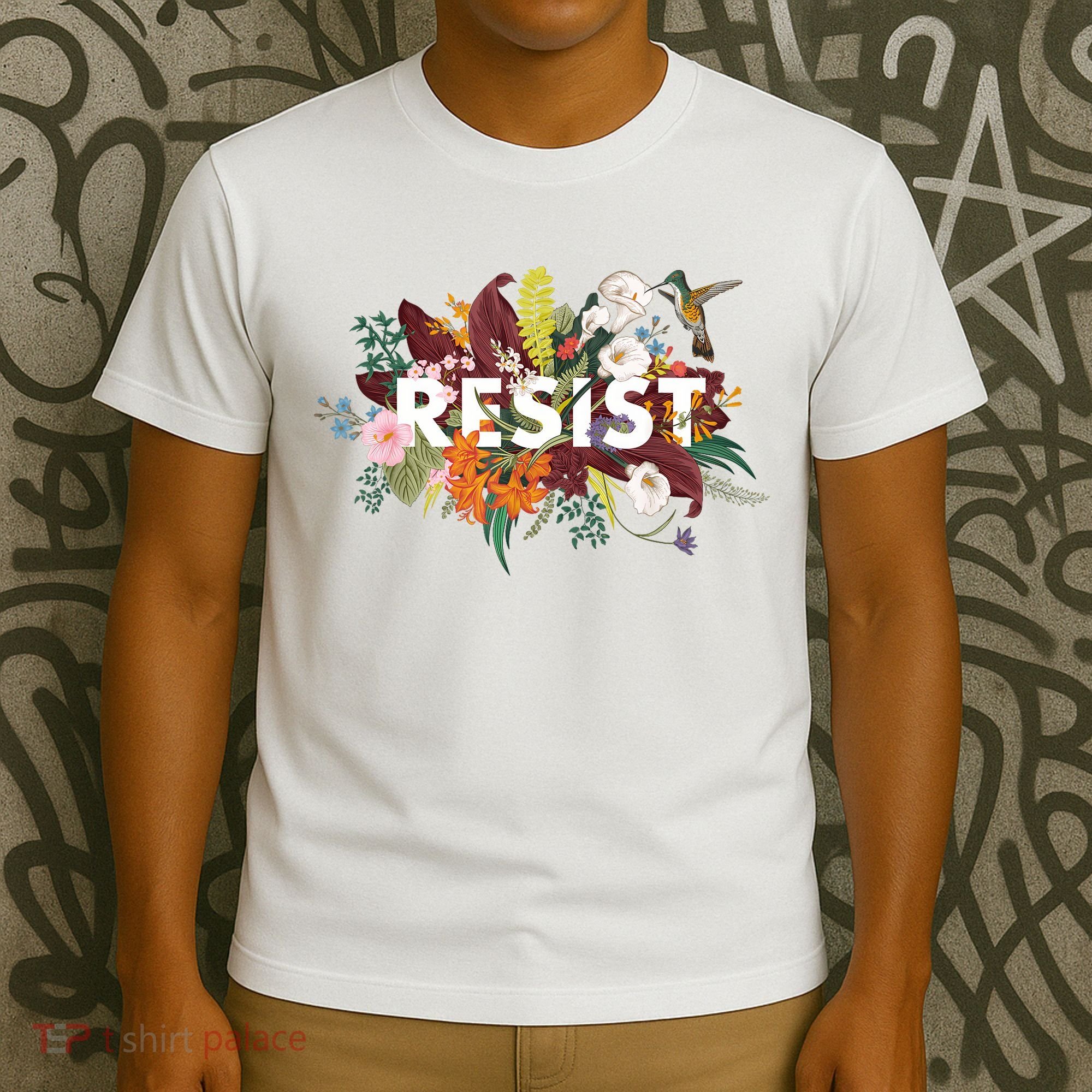 Resist Floral Anti Trump Political Protest T-Shirt