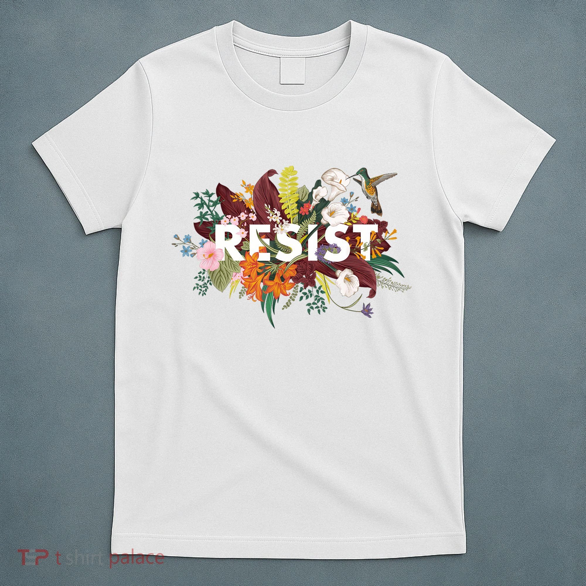 Resist Floral Anti Trump Political Protest T-Shirt