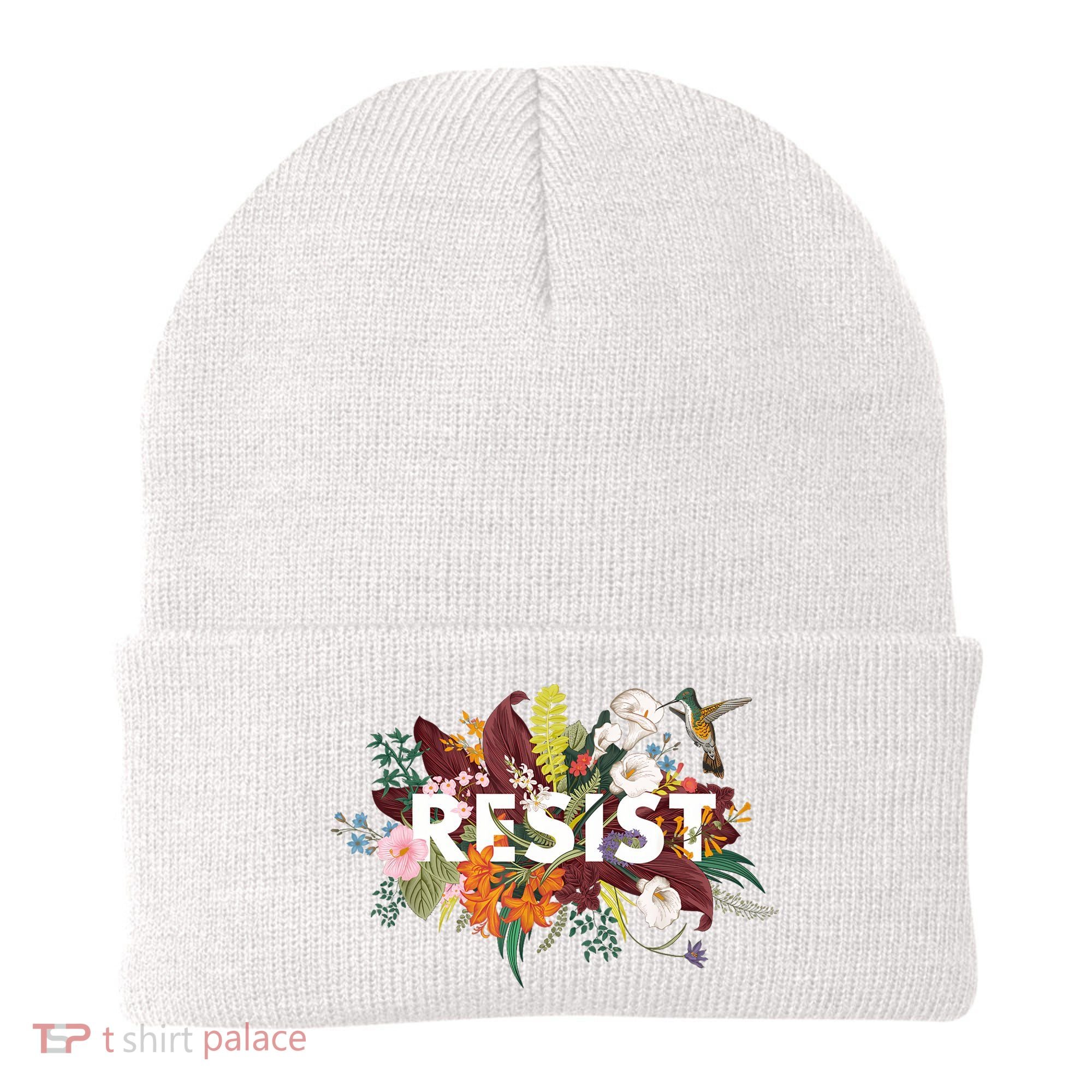 Resist Floral Anti Trump Political Protest Beanie