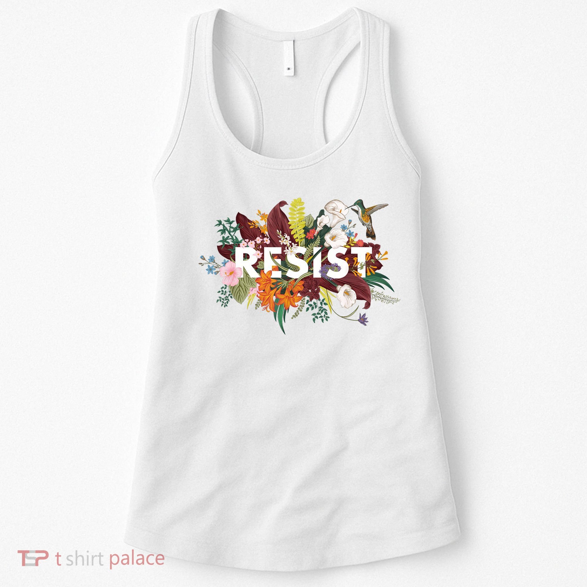 Resist Floral Anti Trump Political Protest Women's Tank Top