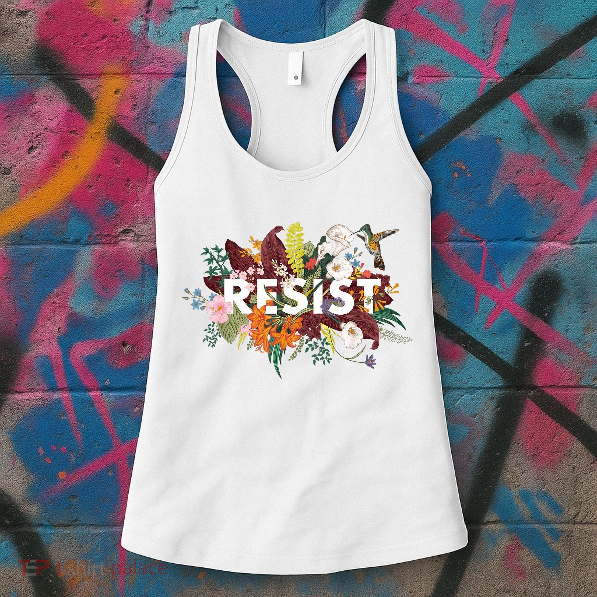 Resist Floral Anti Trump Political Protest Women's Tank Top