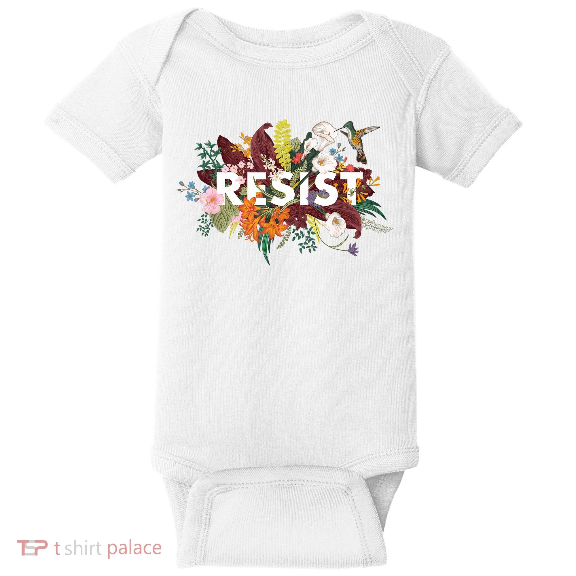 Resist Floral Anti Trump Political Protest Baby Bodysuit