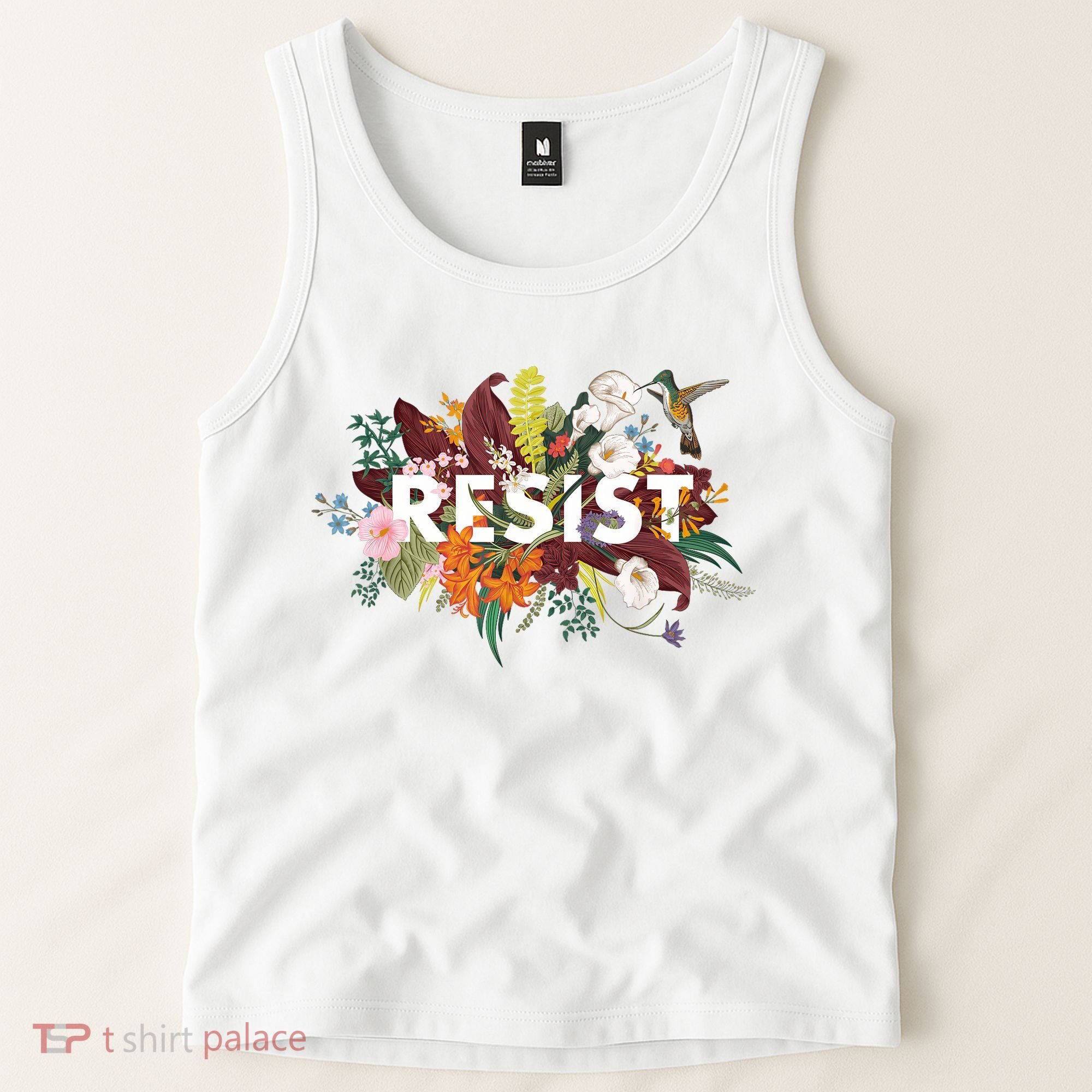 Resist Floral Anti Trump Political Protest Tank Top