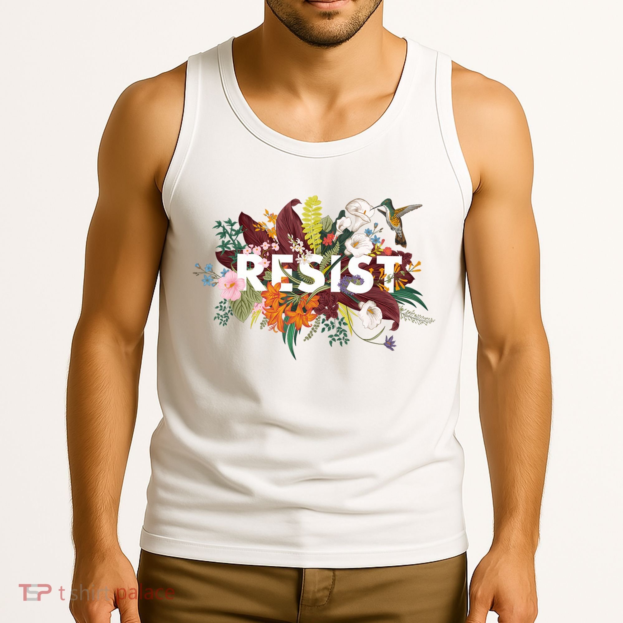 Resist Floral Anti Trump Political Protest Tank Top