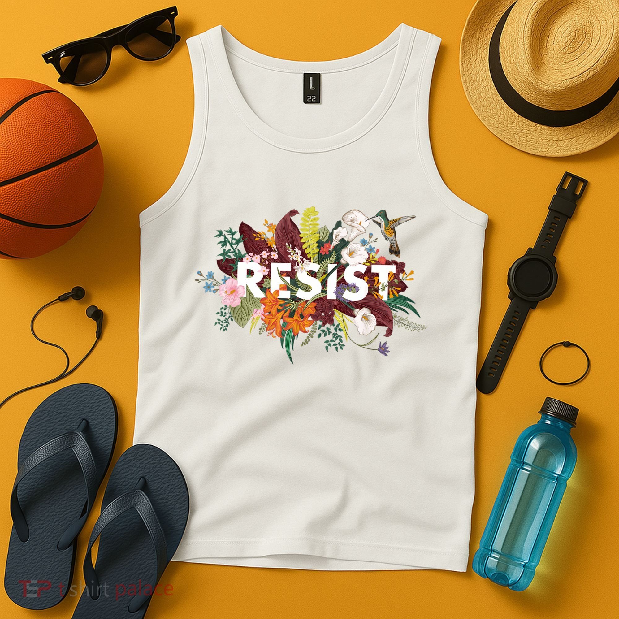 Resist Floral Anti Trump Political Protest Tank Top