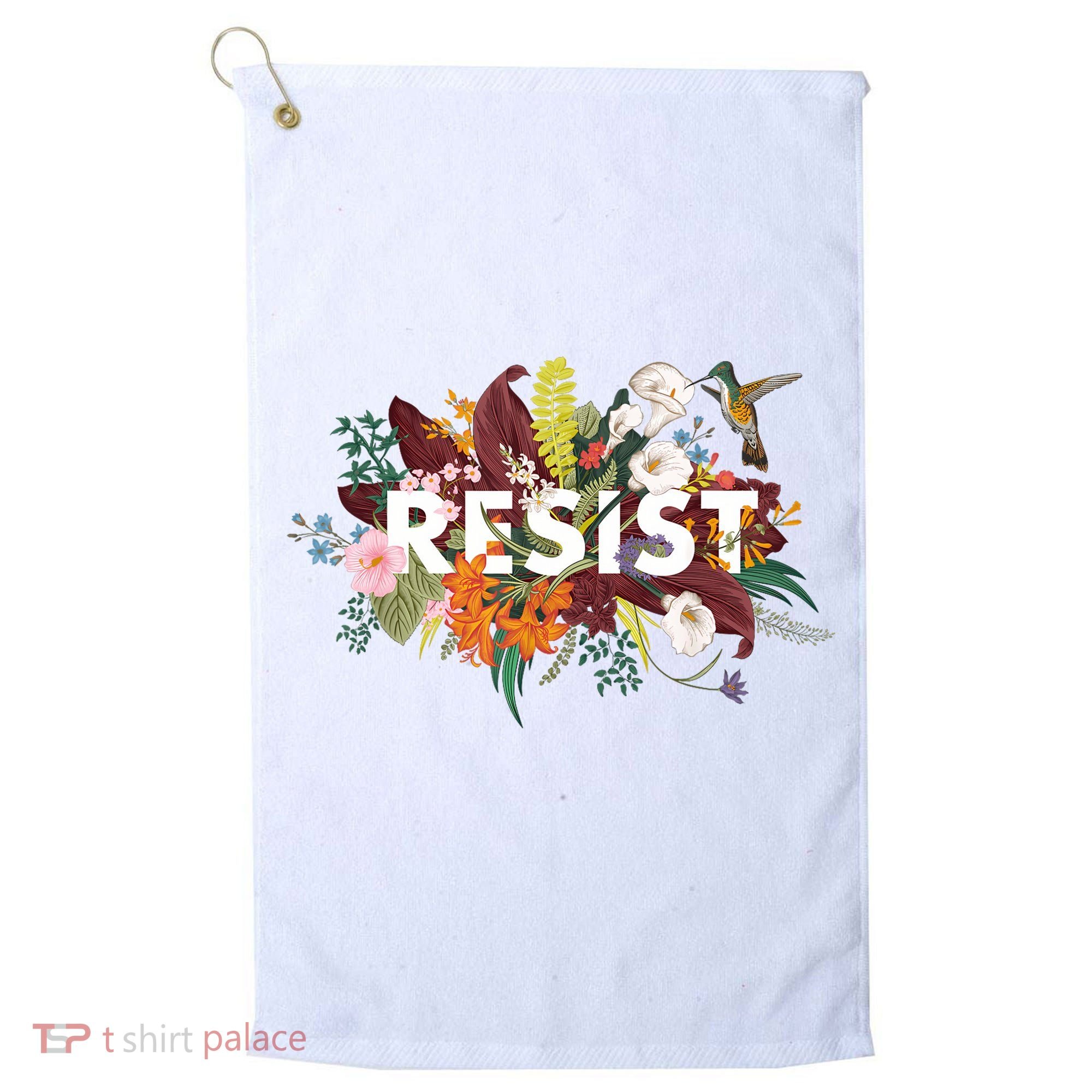 Resist Floral Anti Trump Political Protest Golf Towel