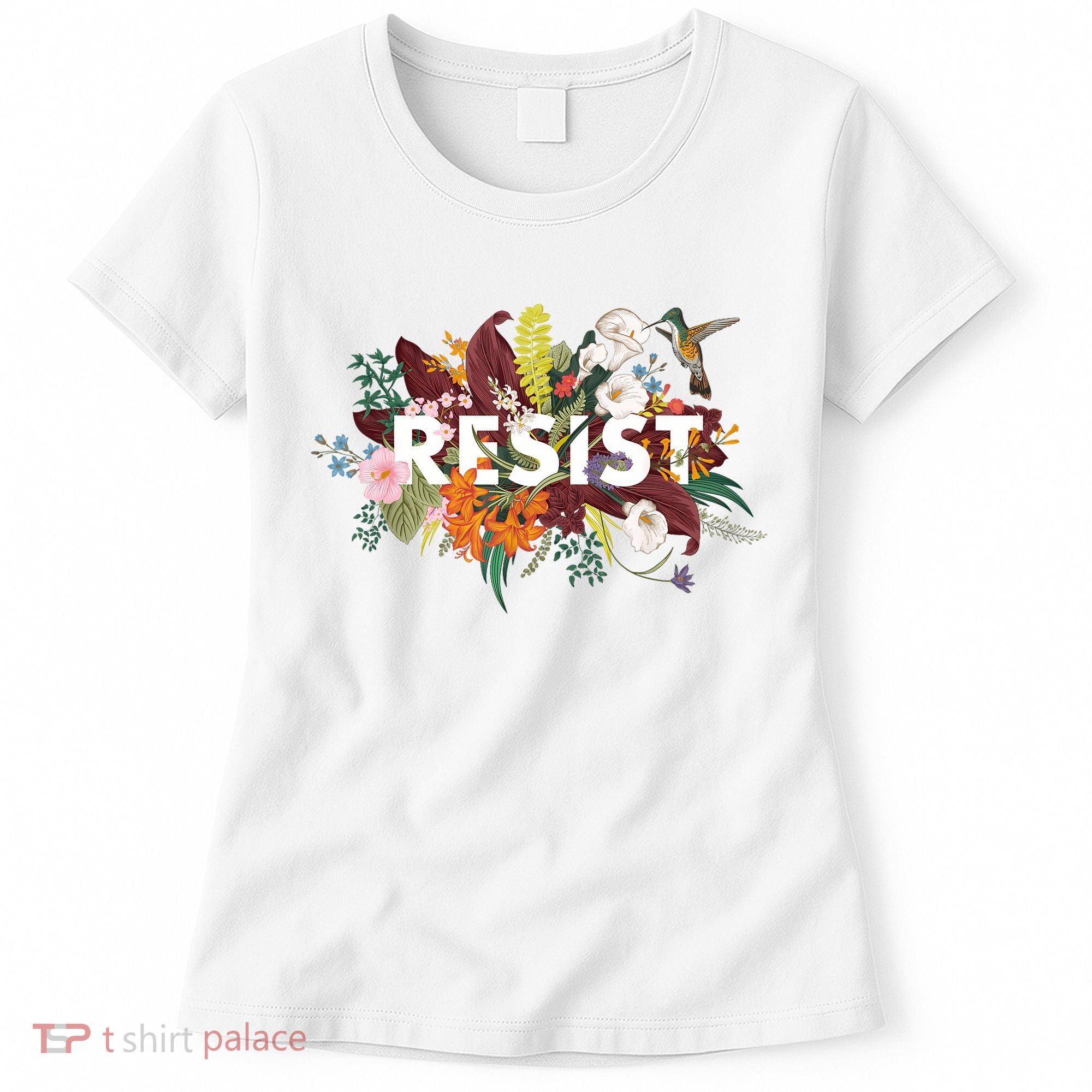 Resist Floral Anti Trump Political Protest Women's T-Shirt