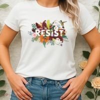 Resist Floral Anti Trump Political Protest Women's T-Shirt thumb 2