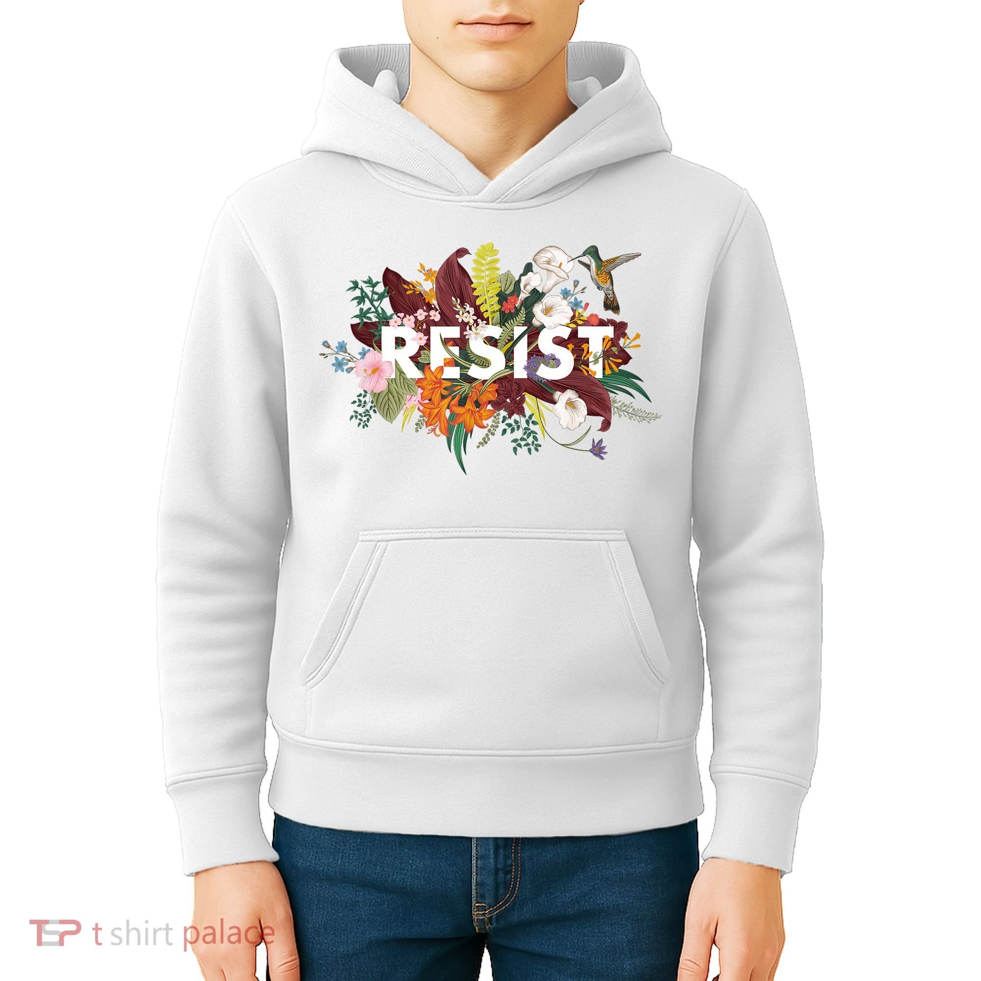 Resist Floral Anti Trump Political Protest Kids Hoodie