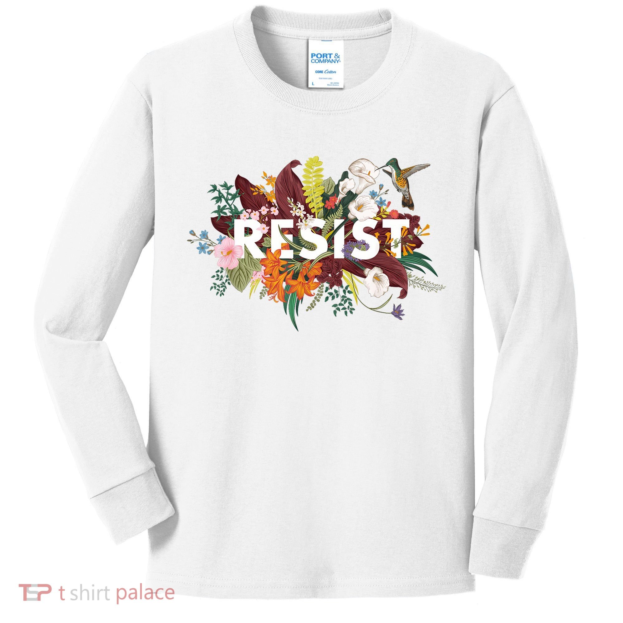 Resist Floral Anti Trump Political Protest Kids Long Sleeve Shirt