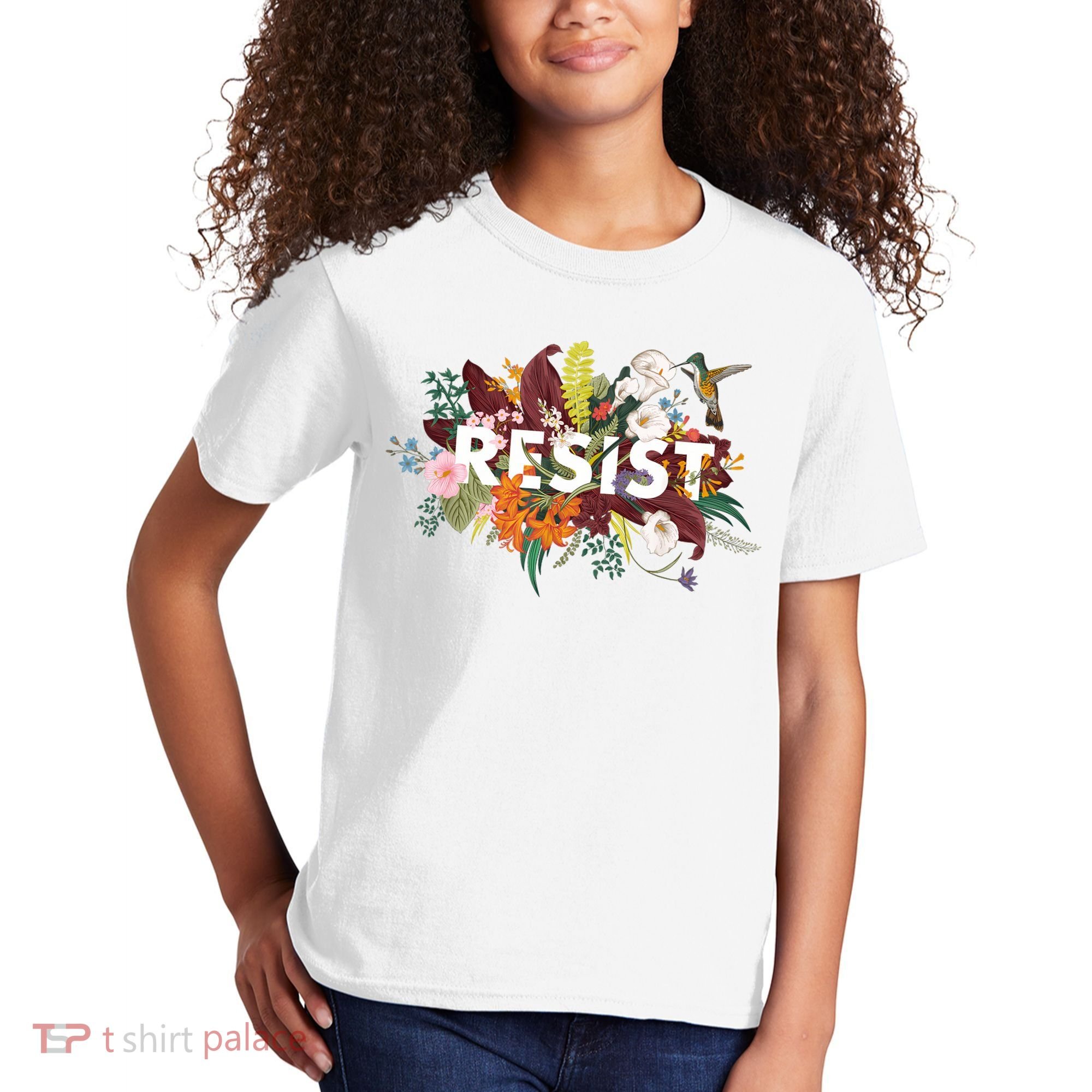 Resist Floral Anti Trump Political Protest Kids T-Shirt