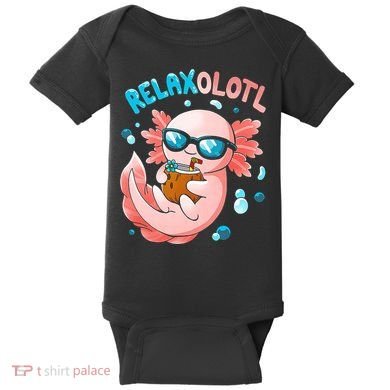 Relaxolotl Funny Axolotl Relax  Baby Bodysuit