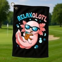 Relaxolotl Funny Axolotl Relax  Golf Towel thumb 1