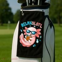 Relaxolotl Funny Axolotl Relax  Golf Towel thumb 2