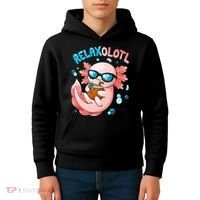 Relaxolotl Funny Axolotl Relax  Kids Hoodie thumb 4