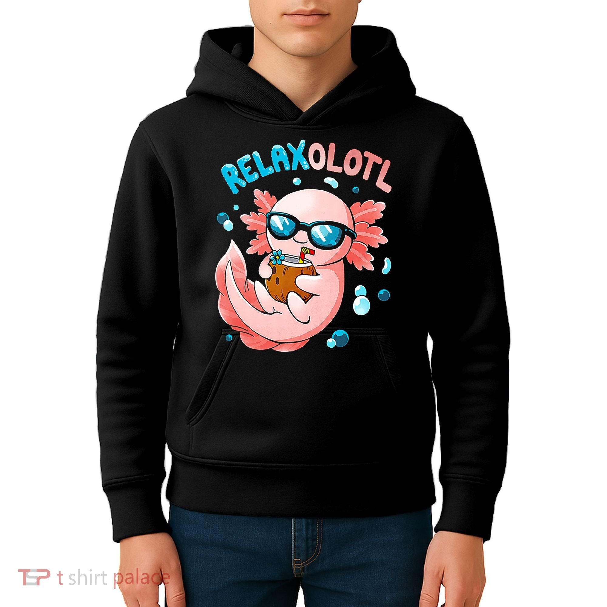 Relaxolotl Funny Axolotl Relax  Kids Hoodie
