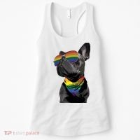Rainbow French Bulldog Lovers Frenchie LGBTQ Pride Month Women's Tank Top thumb 0