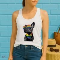 Rainbow French Bulldog Lovers Frenchie LGBTQ Pride Month Women's Tank Top thumb 2