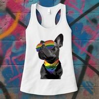 Rainbow French Bulldog Lovers Frenchie LGBTQ Pride Month Women's Tank Top thumb 3