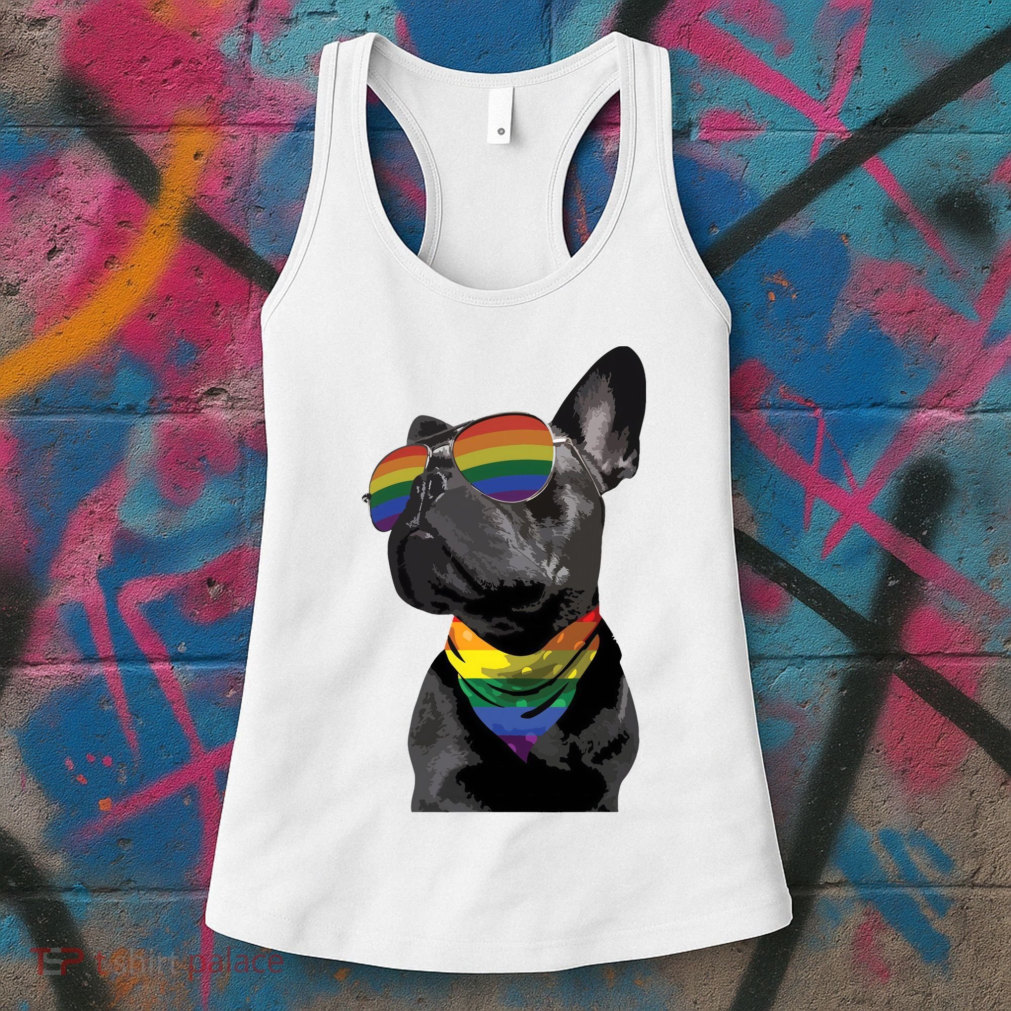 Rainbow French Bulldog Lovers Frenchie LGBTQ Pride Month Women's Tank Top