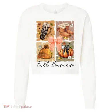 Retro Fall Basic Fall Basic Season Cropped Pullover Crew