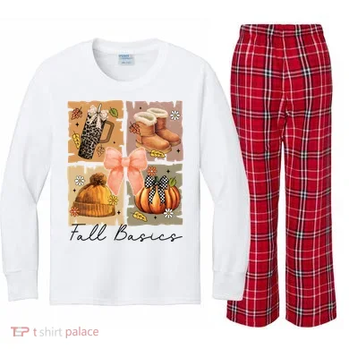 Retro Fall Basic Fall Basic Season Kids Long Sleeve Plaid Pajama Set