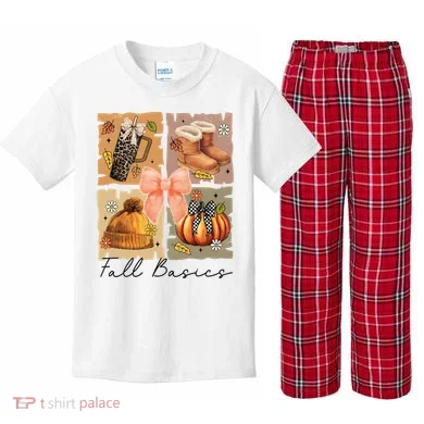 Retro Fall Basic Fall Basic Season Kids Plaid Pajama Set