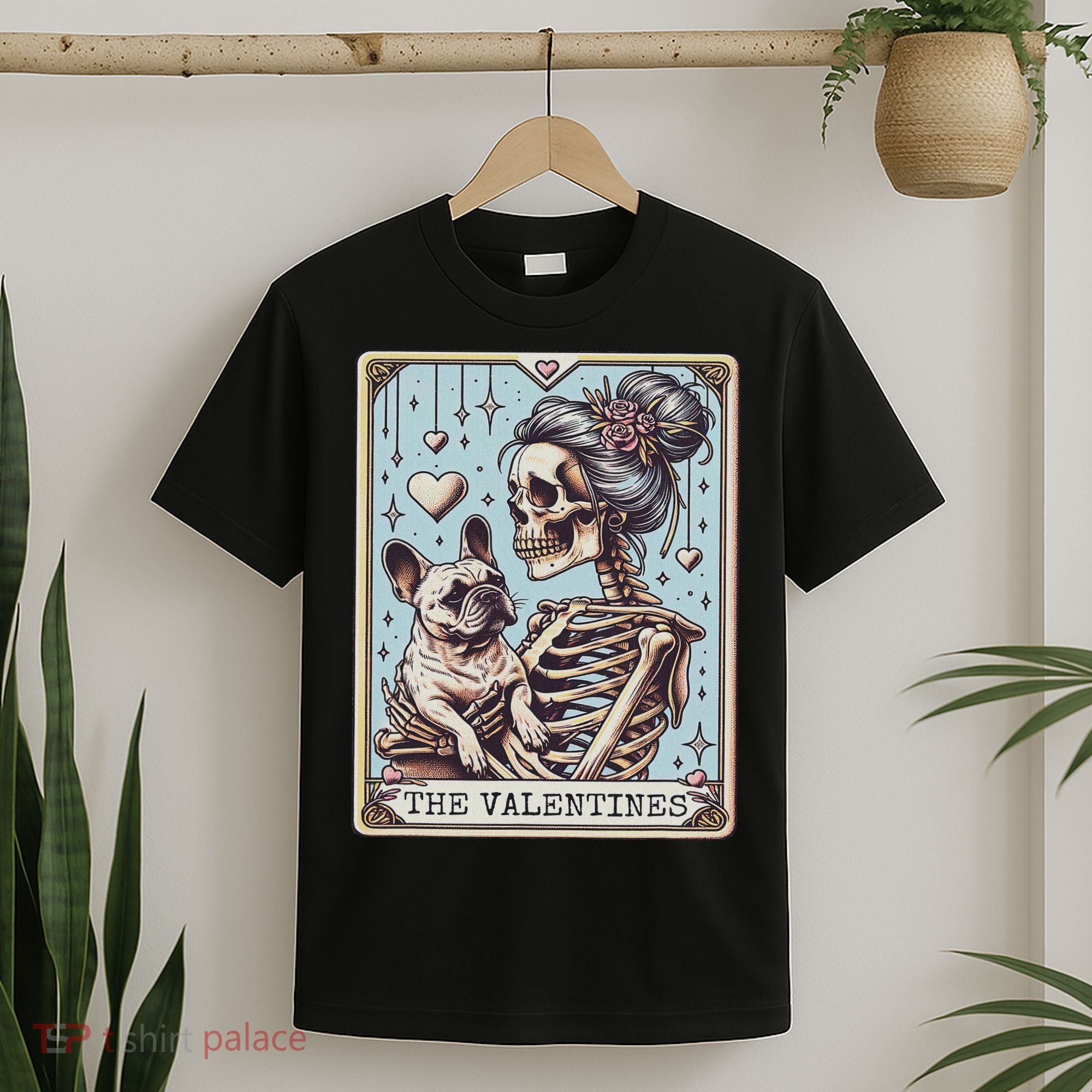 Retro French Bulldog Valentine's Day Frenchie Mom Tarot Card T-Shirt