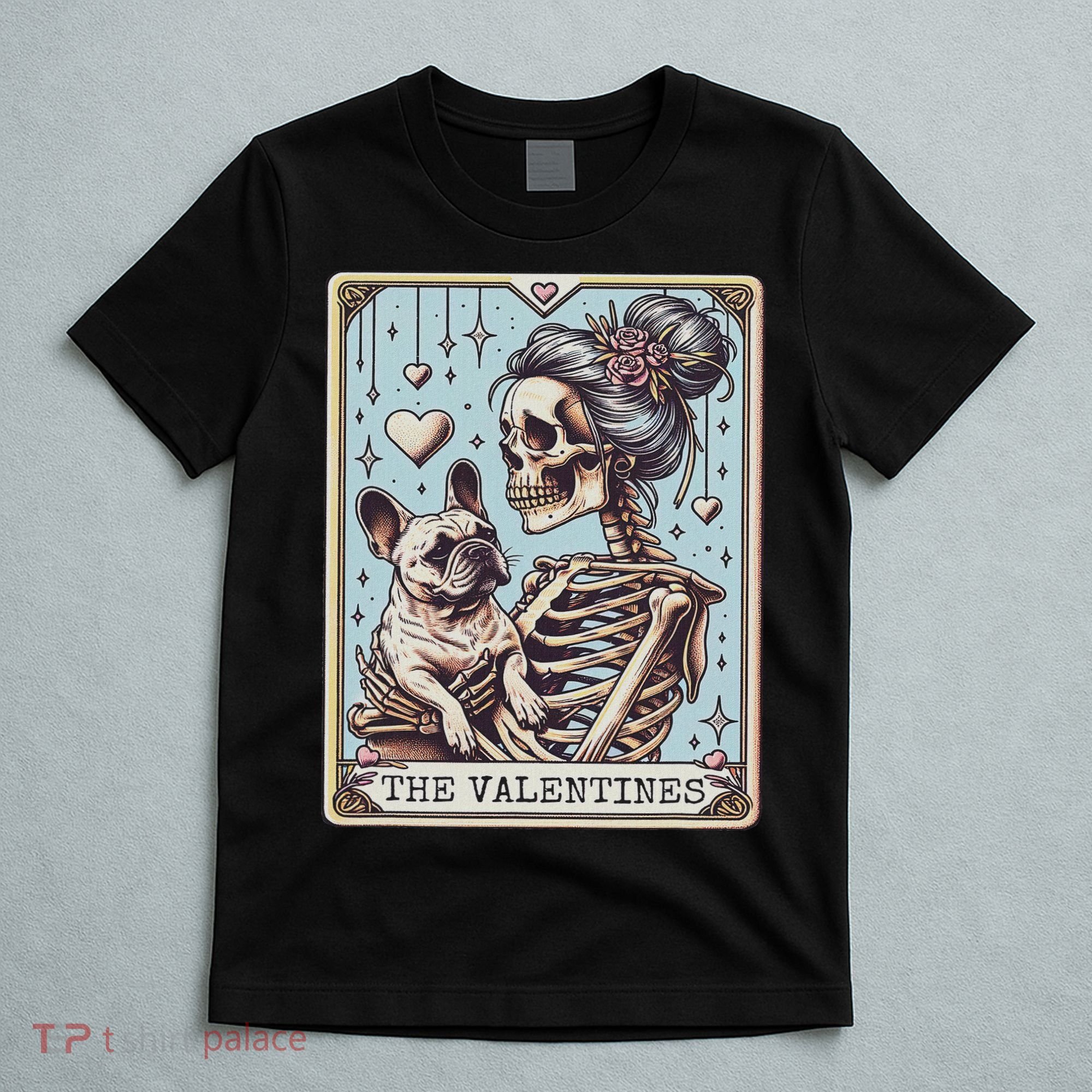 Retro French Bulldog Valentine's Day Frenchie Mom Tarot Card T-Shirt