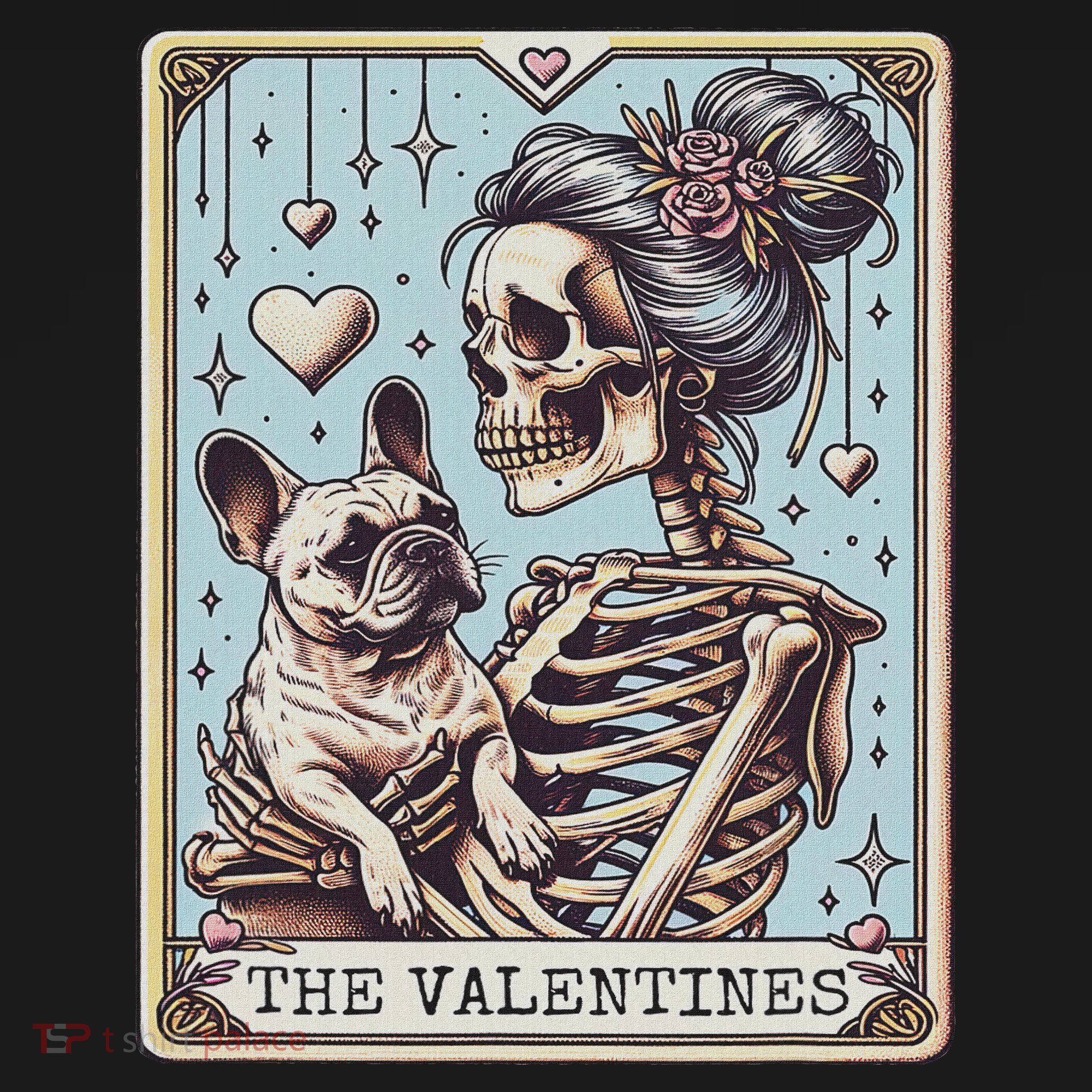 Retro French Bulldog Valentine's Day Frenchie Mom Tarot Card T-Shirt
