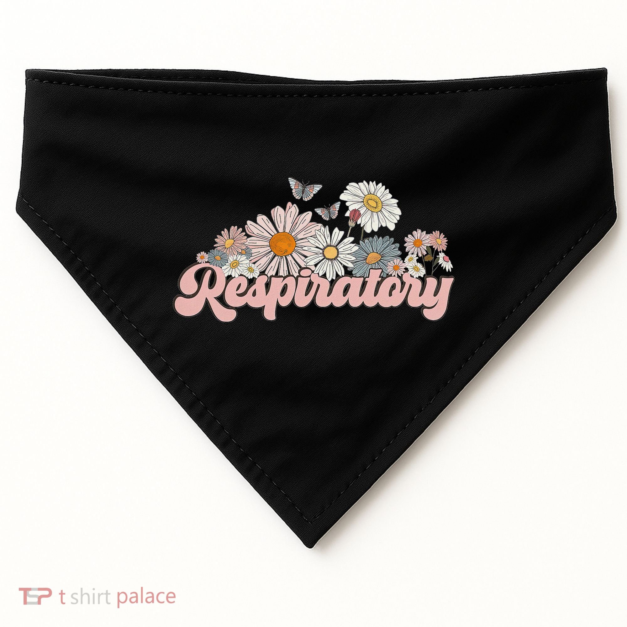 Retro Flower Butterfly Respiratory Therapy Rt Therapist USA-Made Doggie Bandana