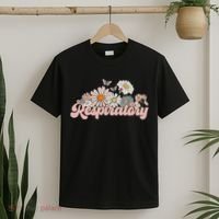 Retro Flower Butterfly Respiratory Therapy Rt Therapist T-Shirt thumb 2