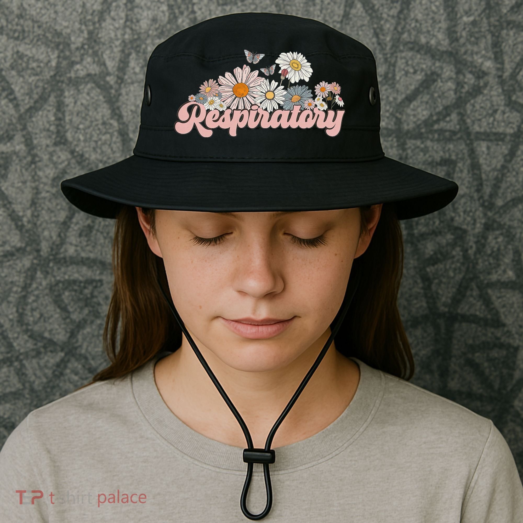 Retro Flower Butterfly Respiratory Therapy Rt Therapist Bucket Hat