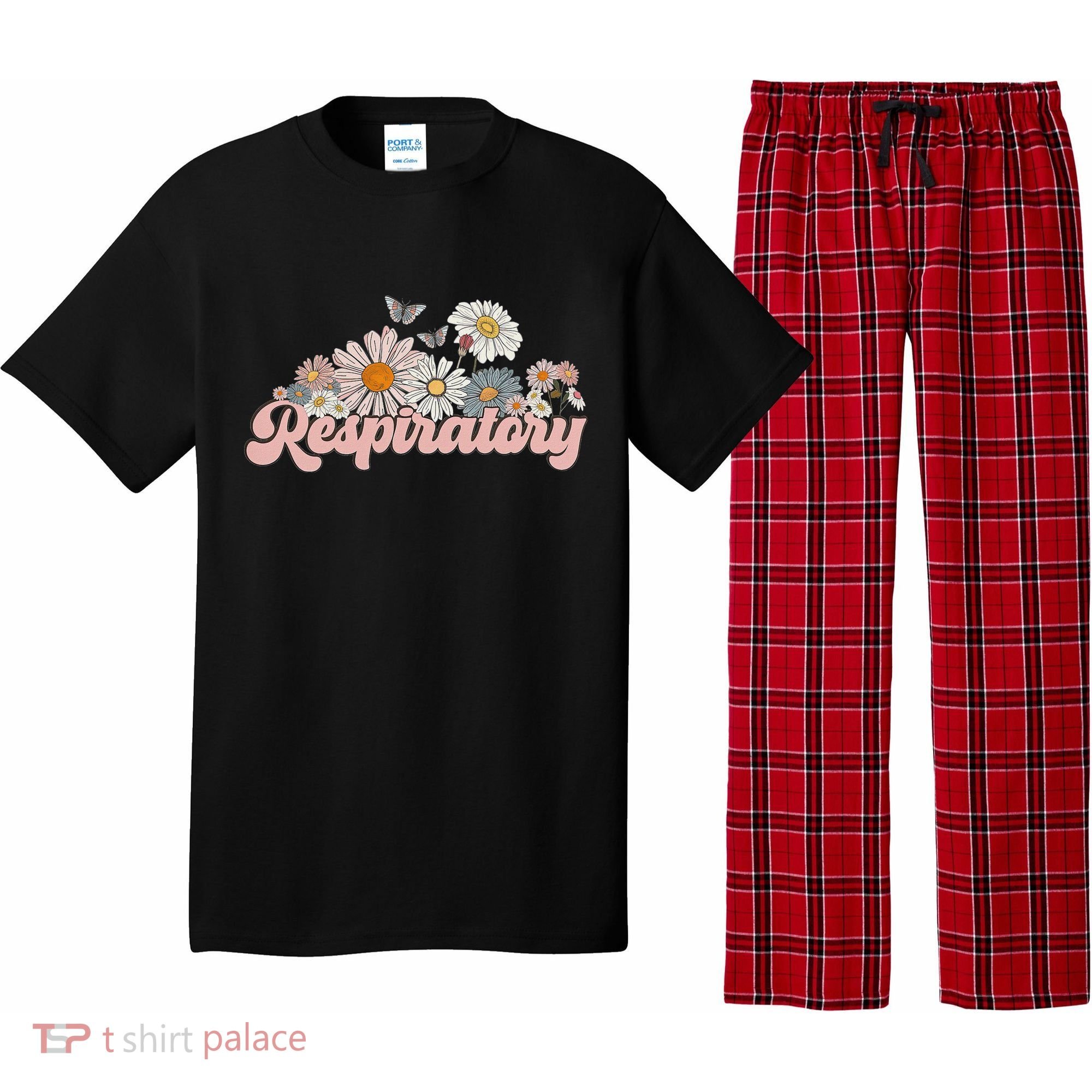 Retro Flower Butterfly Respiratory Therapy Rt Therapist Pajama Set