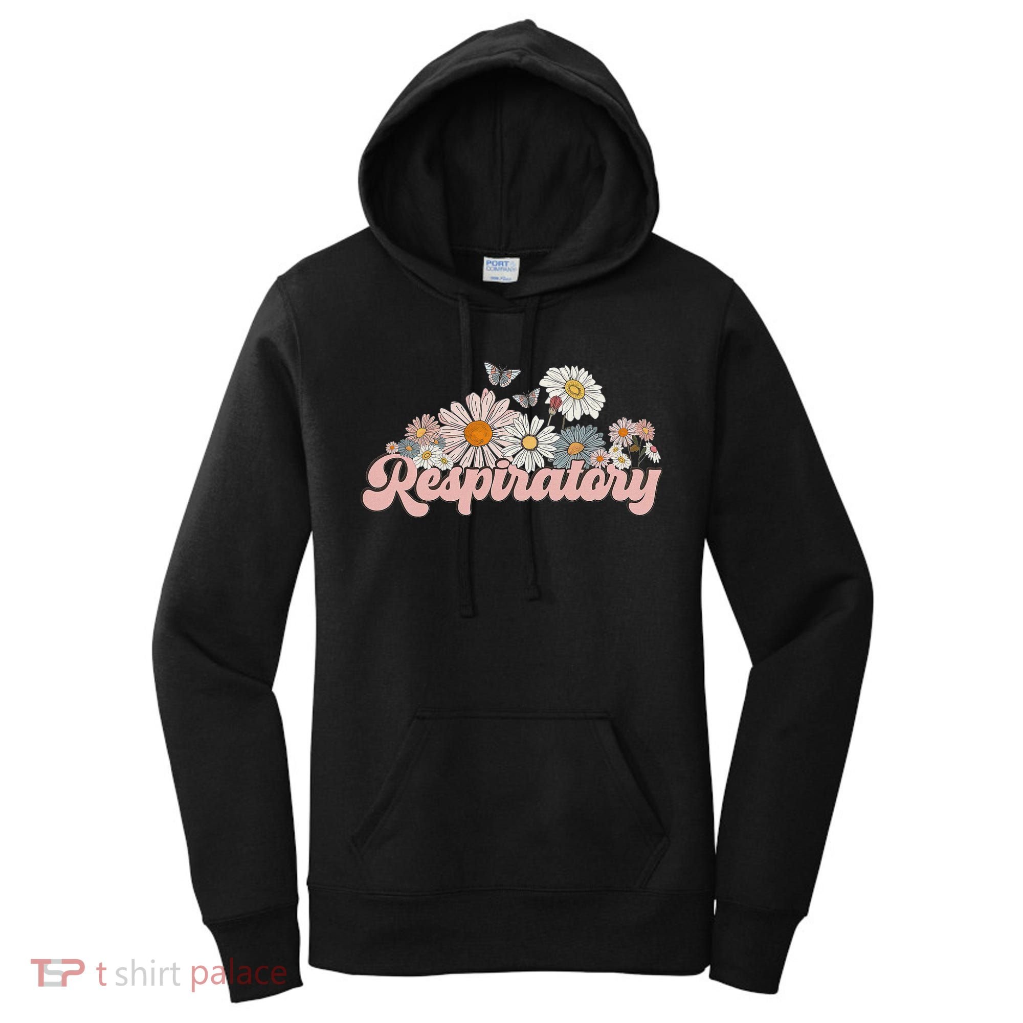 Retro Flower Butterfly Respiratory Therapy Rt Therapist Women's Hoodie