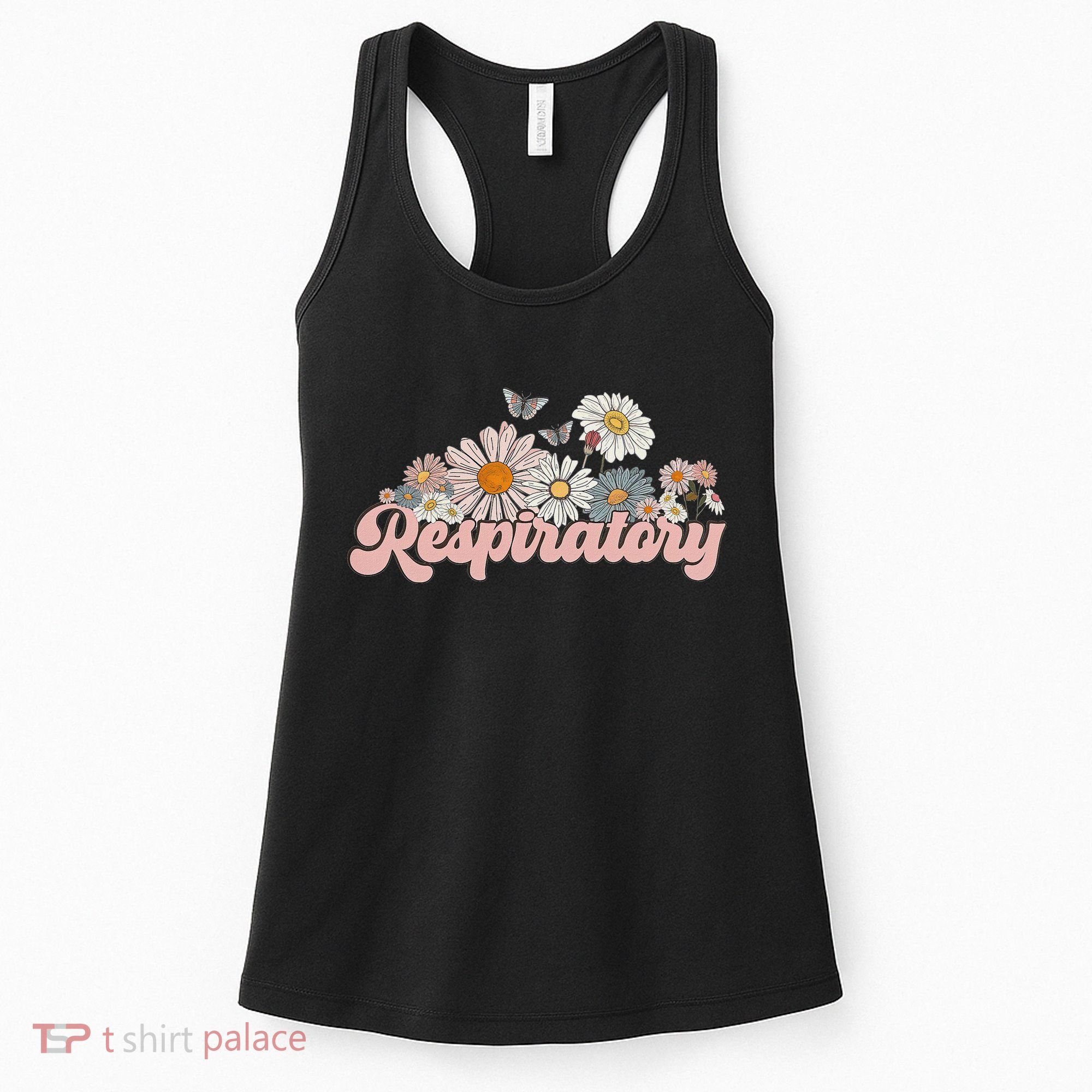 Retro Flower Butterfly Respiratory Therapy Rt Therapist Women's Tank Top