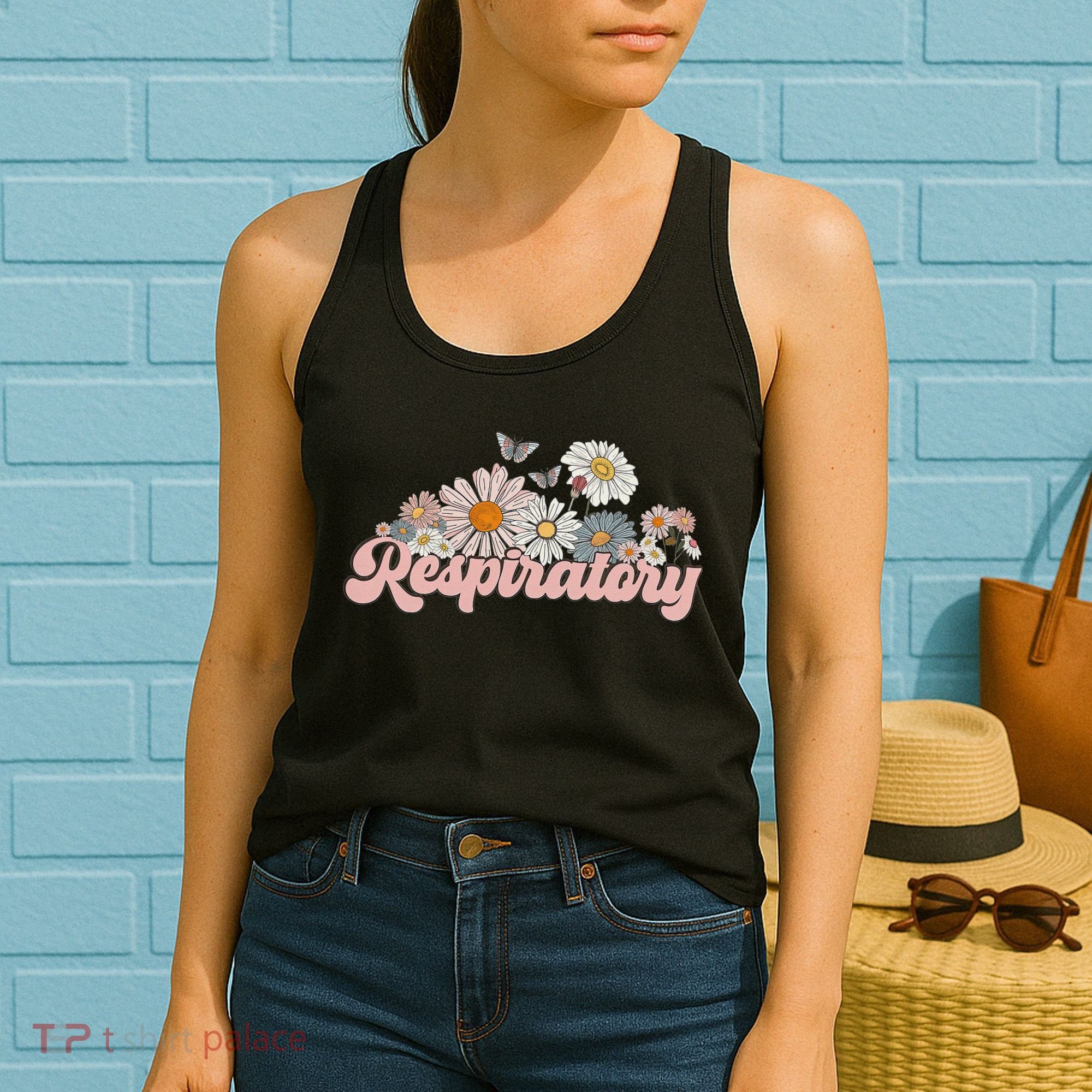 Retro Flower Butterfly Respiratory Therapy Rt Therapist Women's Tank Top